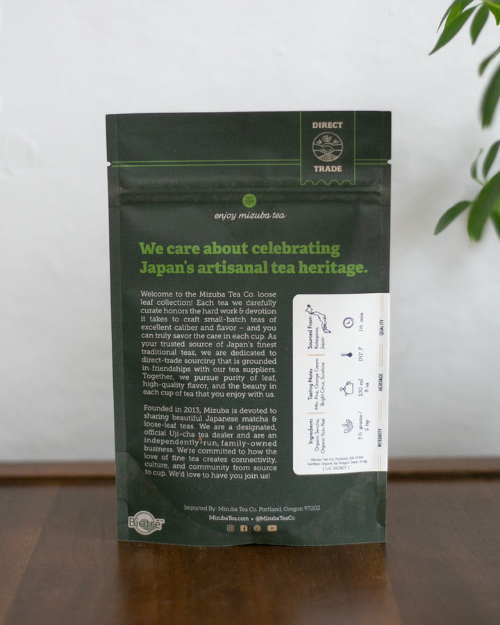 Mizuba Tea, Loose Leaf, Organic Sencha with Yuzu