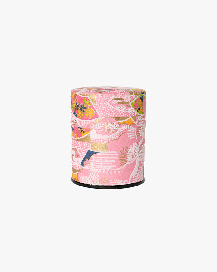 Tea Canister, Theanine, Washi Paper, Pink and Green