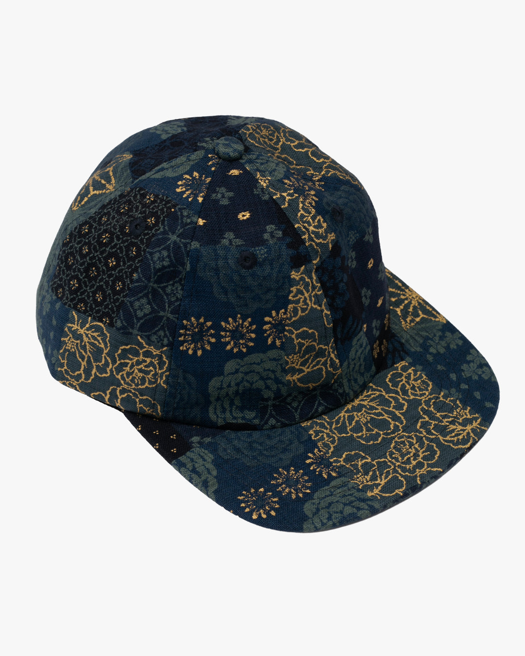 Kiriko Original Cap, 6-Panel, Multi Patchwork, Blue and Gold