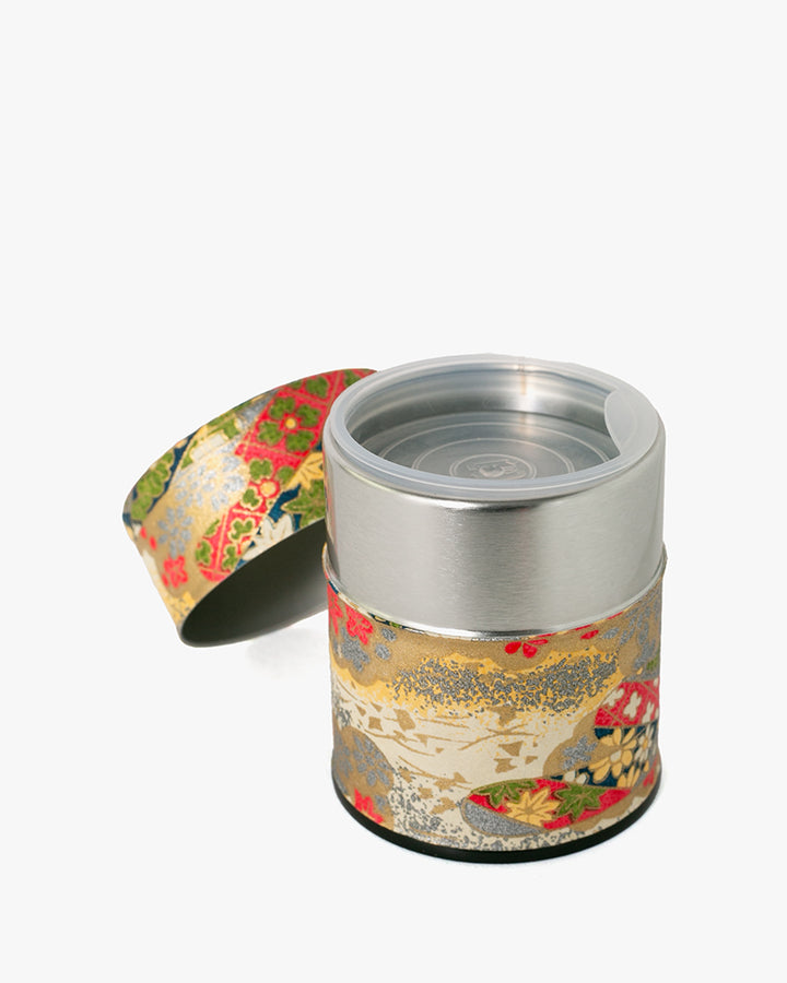 Tea Canister, Theanine, Washi Paper, Gold and Silver