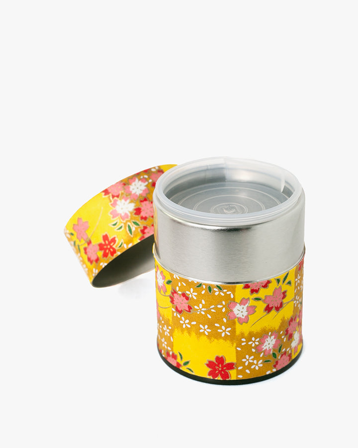 Tea Canister, Theanine, Washi Paper, Yellow and Mustard