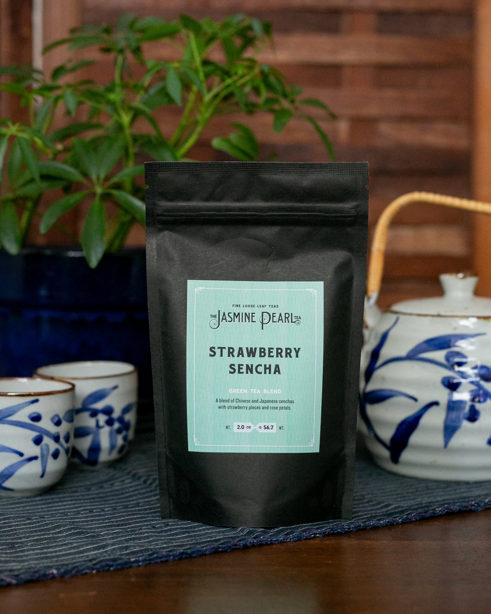 The Jasmine Pearl Tea, Loose Leaf, Strawberry Sencha Green Tea Blend
