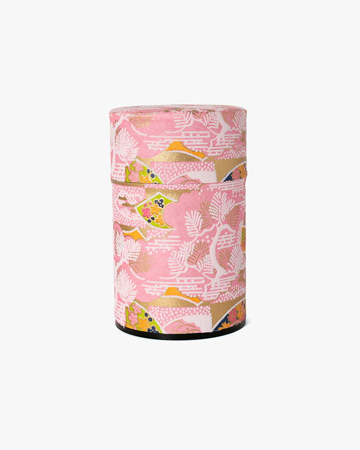 Tea Canister, Theanine, Washi Paper, Pink and Green