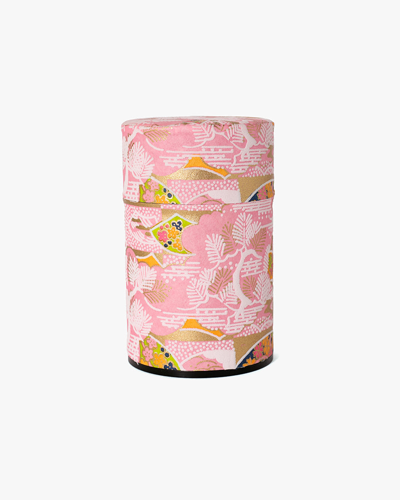 Tea Canister, Theanine, Washi Paper, Pink and Green