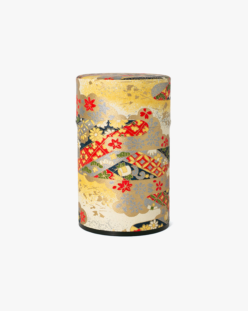 Tea Canister, Theanine, Washi Paper, Gold and Silver