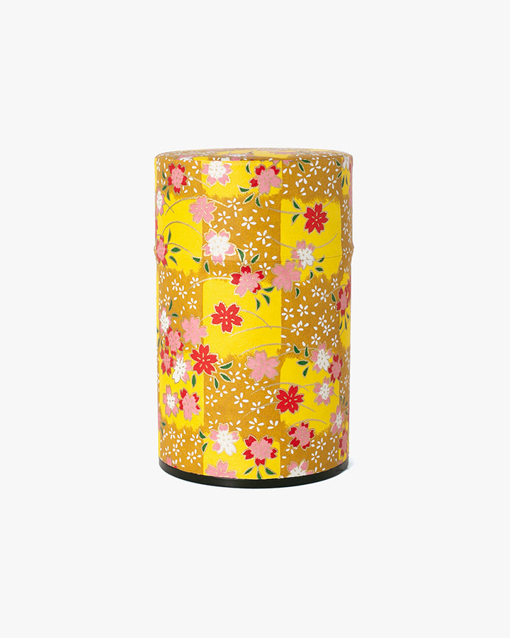 Tea Canister, Theanine, Washi Paper, Yellow and Mustard