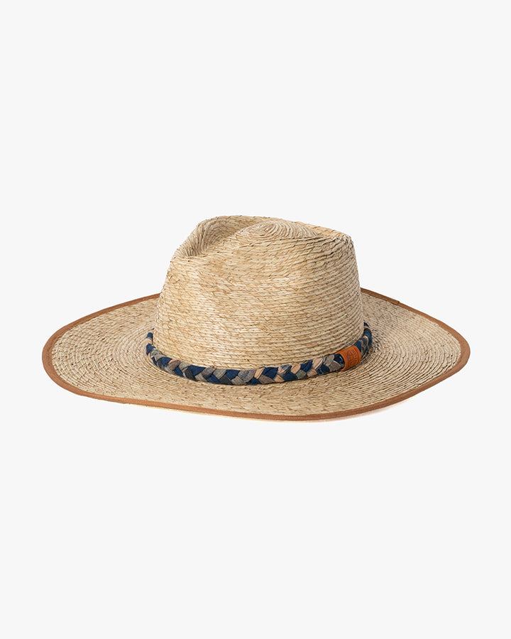 Kiriko Custom Panama Hat, Straw, Braided Indigo and Tan Plaid