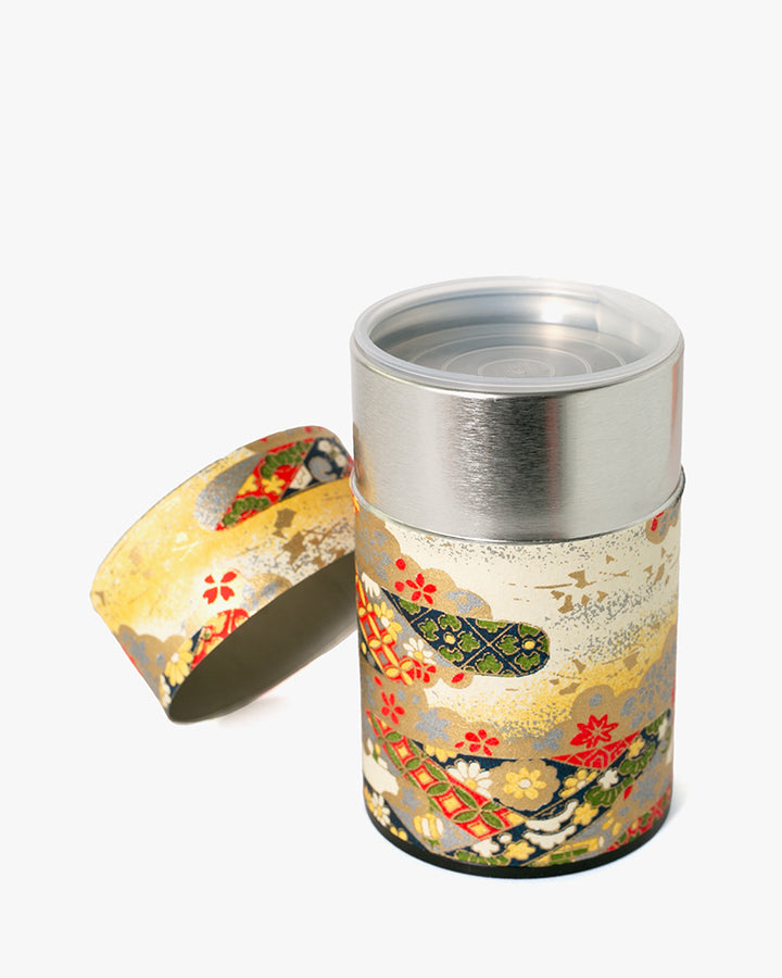 Tea Canister, Theanine, Washi Paper, Gold and Silver