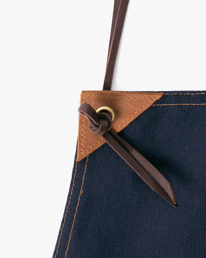 Kokoro Original Work Apron, Full, Canvas Two-Tone, Navy with Beige Pockets