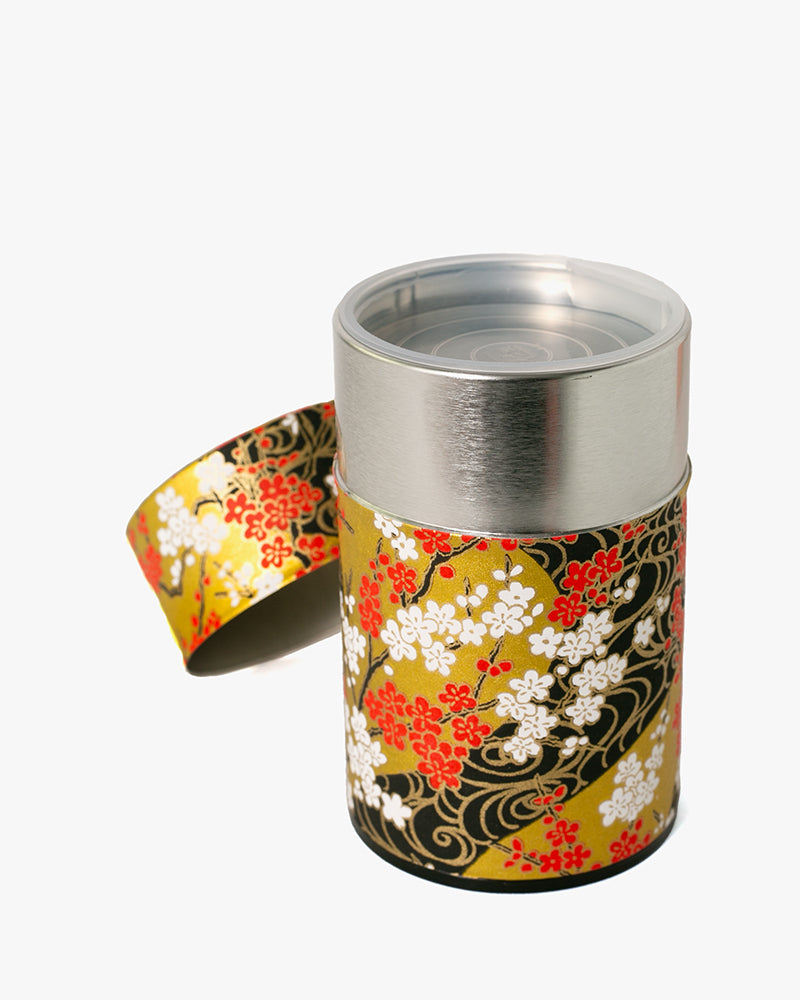 Tea Canister, Theanine, Washi Paper, Gold and Black