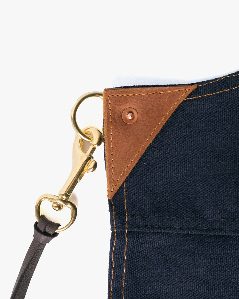 Kokoro Original Work Apron, Full, Canvas Two-Tone, Navy with Beige Pockets