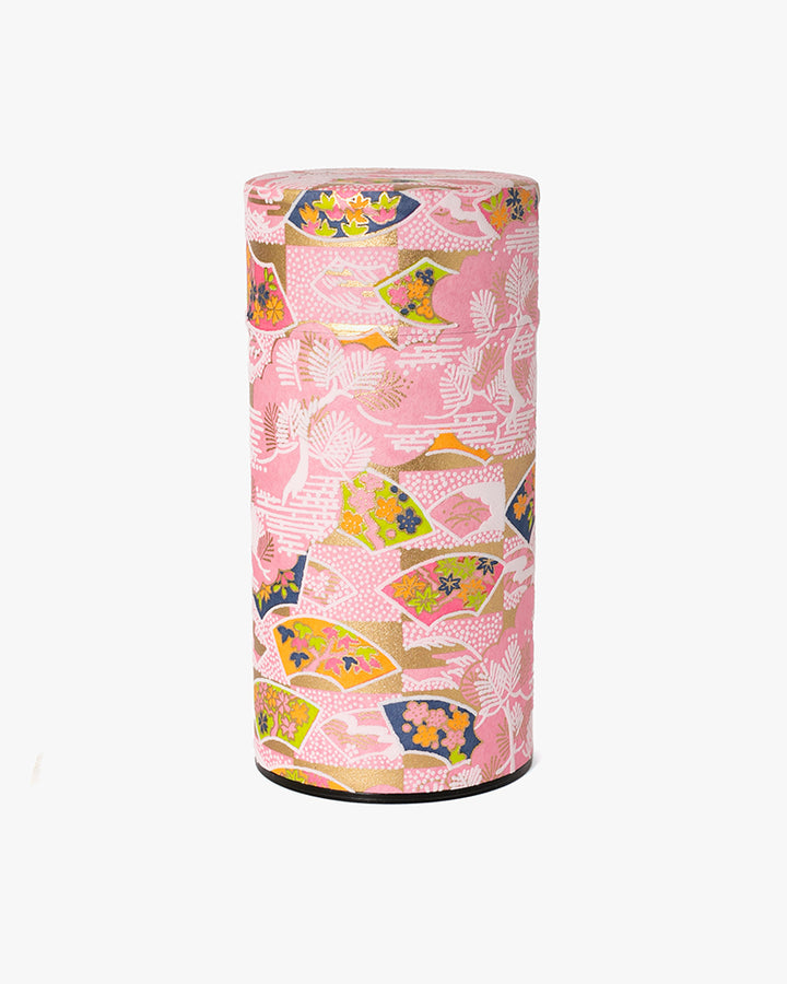 Tea Canister, Theanine, Washi Paper, Pink and Green
