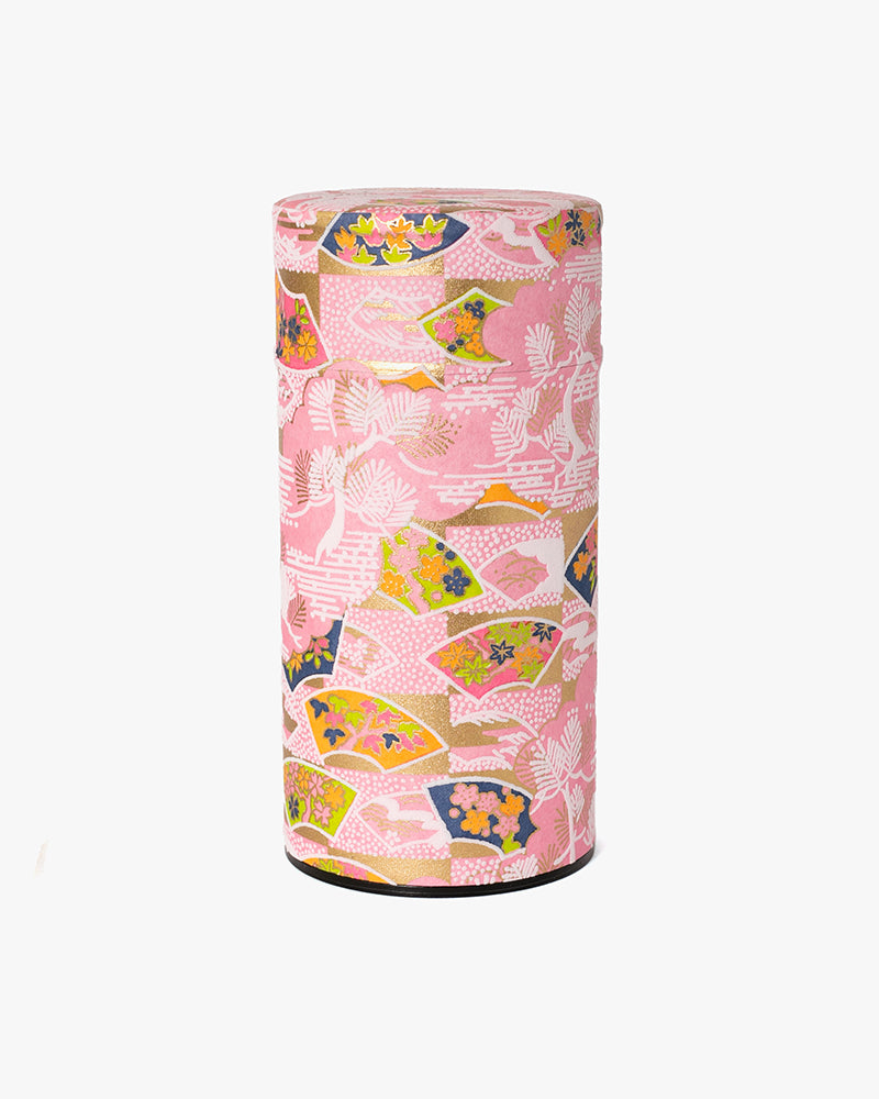 Tea Canister, Theanine, Washi Paper, Pink and Green