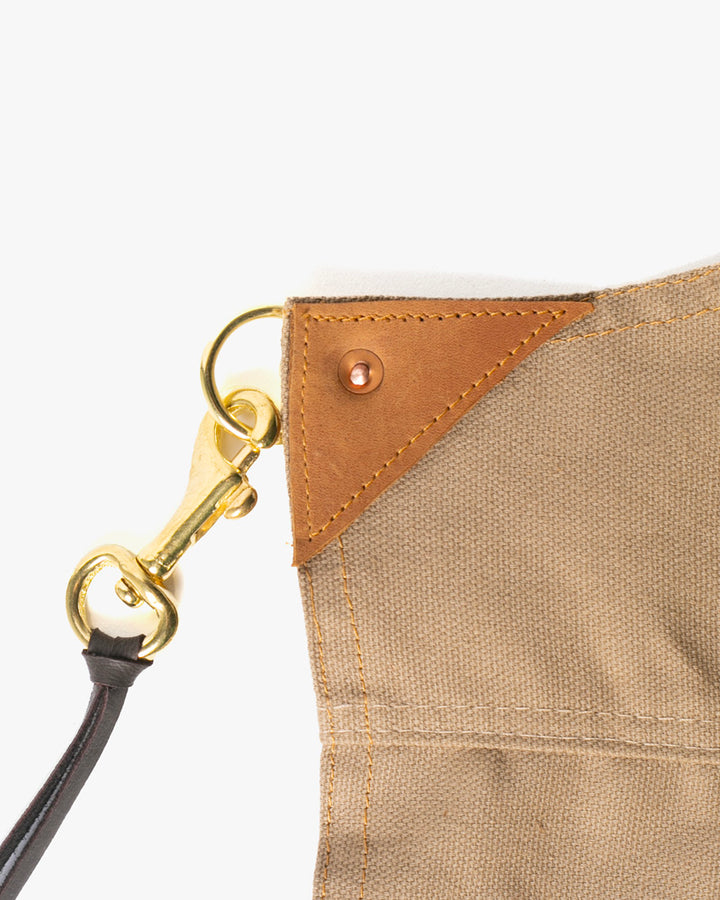 Kokoro Original Work Apron, Full, Canvas Two-Tone, Beige with Navy Pockets