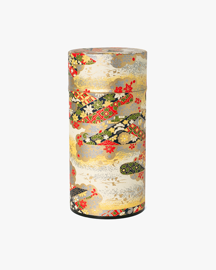 Tea Canister, Theanine, Washi Paper, Gold and Silver