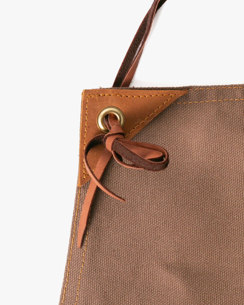 Kokoro Original Work Apron, Full, Canvas Two-Tone, Brown with Olive Pockets
