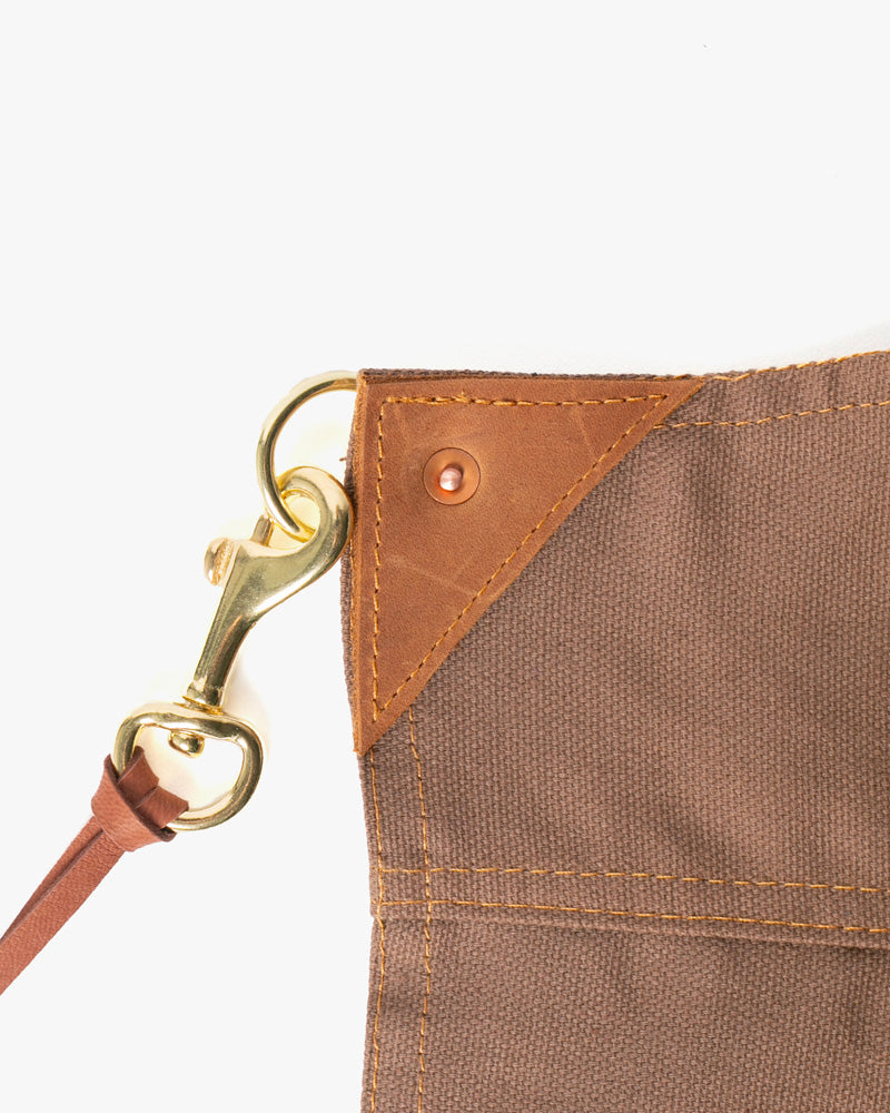 Kokoro Original Work Apron, Full, Canvas Two-Tone, Brown with Olive Pockets
