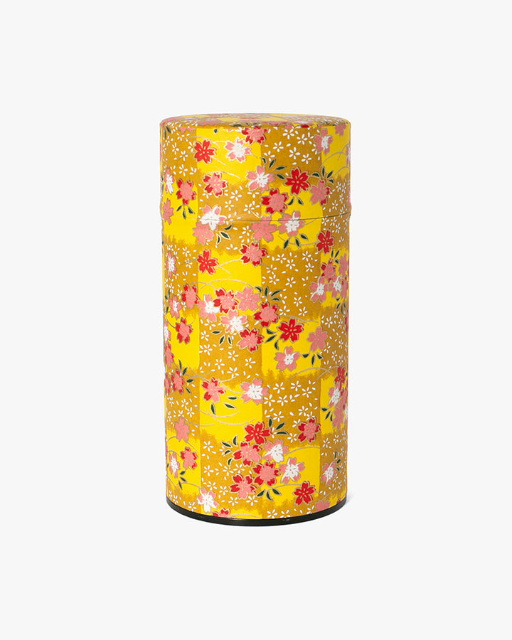 Tea Canister, Theanine, Washi Paper, Yellow and Mustard