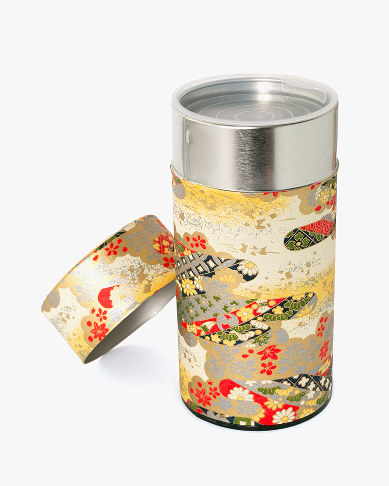 Tea Canister, Theanine, Washi Paper, Gold and Silver
