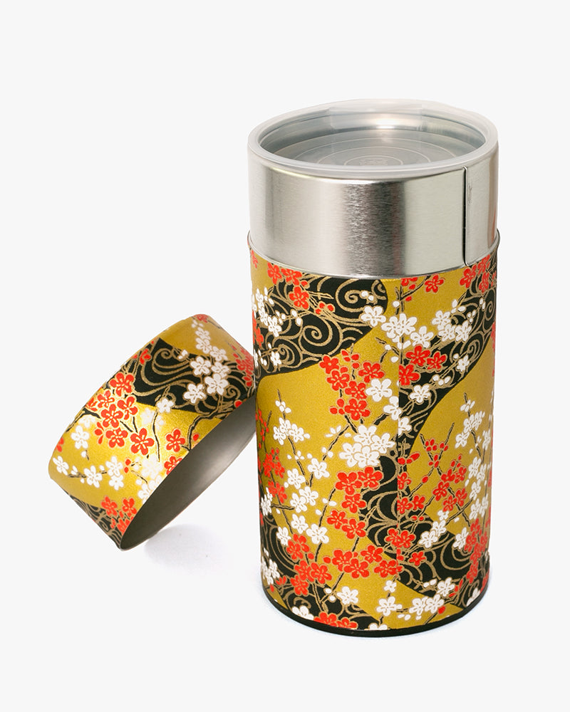 Tea Canister, Theanine, Washi Paper, Gold and Black
