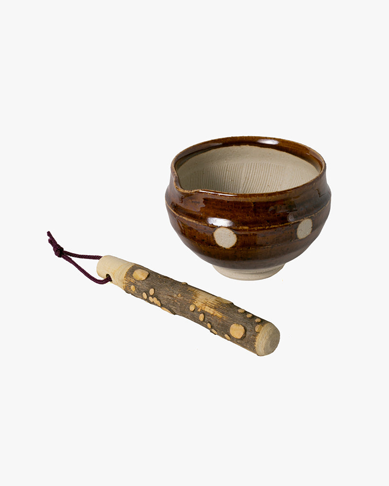 Mortar and Pestle, Ichiyama, Brown Polka Dot