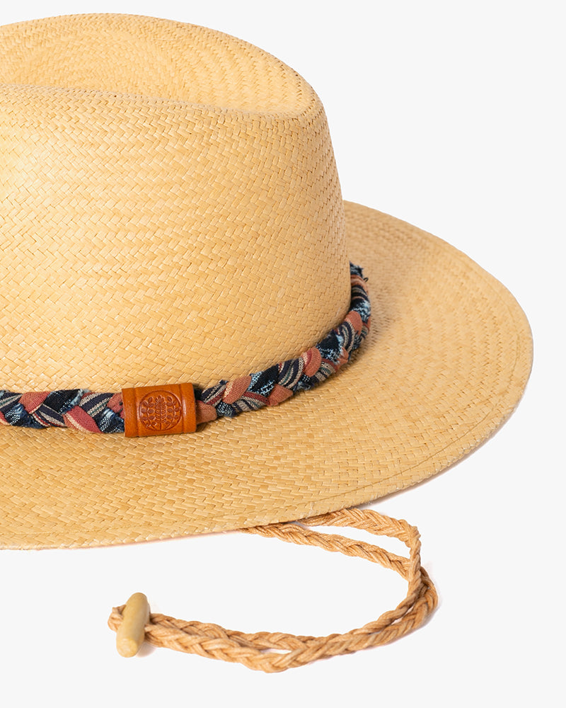 Kiriko Custom Panama Hat, Straw, Braided Indigo with Canyon Accents