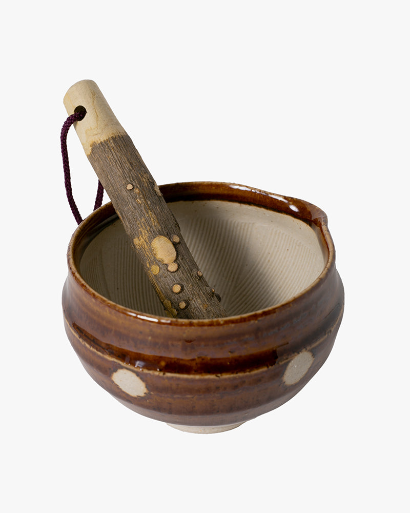 Mortar and Pestle, Ichiyama, Brown Polka Dot