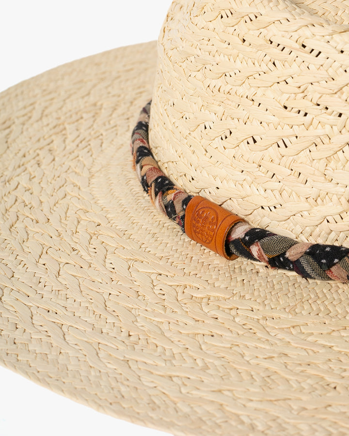Kiriko Custom Panama Hat, Straw, Braided Shades of Indigo, Orange, and Burgundy