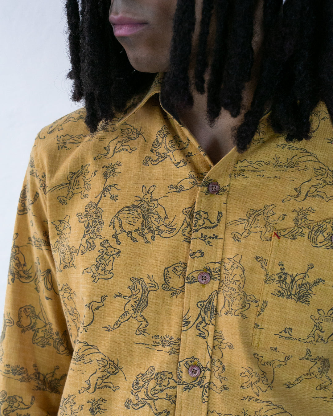 Kiriko Original Shirt, Long Sleeve Button-Up, Mustard Choju Giga