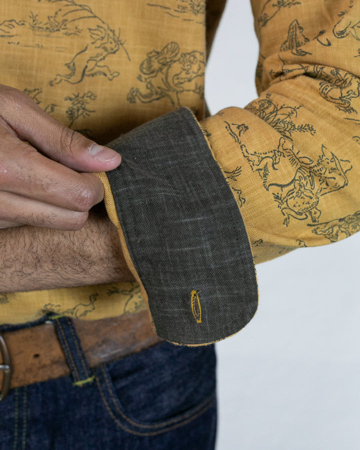 Kiriko Original Shirt, Long Sleeve Button-Up, Mustard Choju Giga