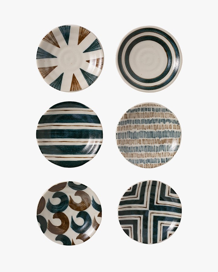 Plate, Ichiyama, Set of 6, Mingei Multi Pattern