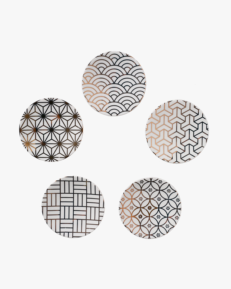 Plate, Ichiyama, Set of 5, Edo Komon