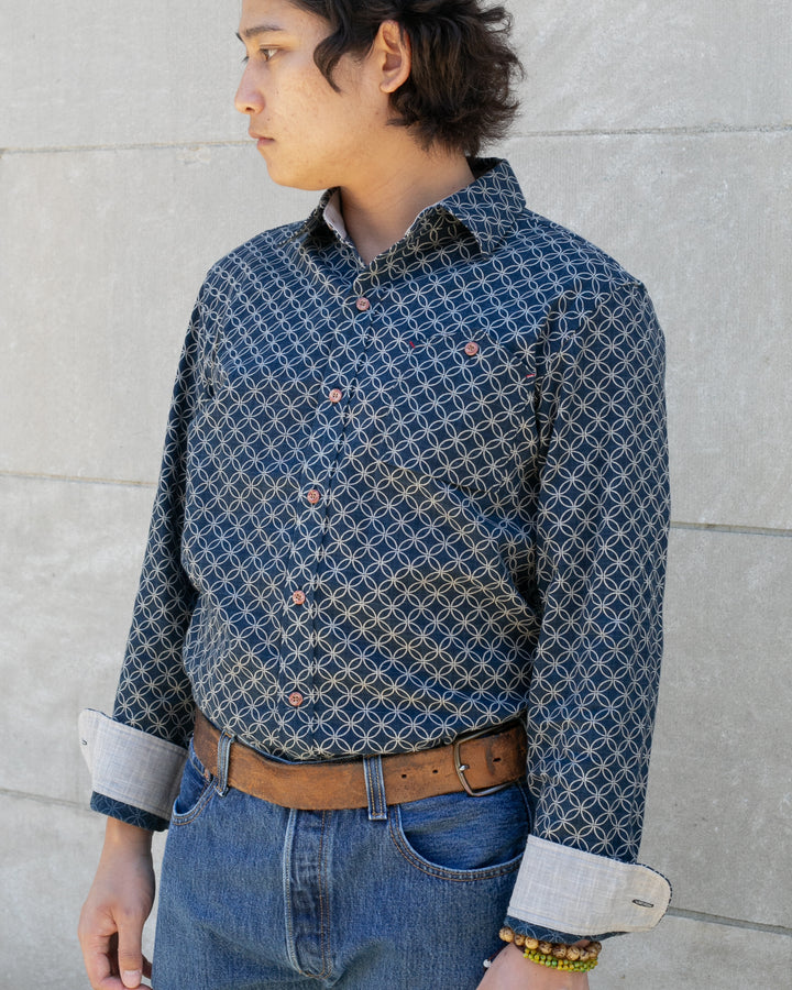 Kiriko Original Shirt, Long Sleeve Button-Up, Indigo Shippou