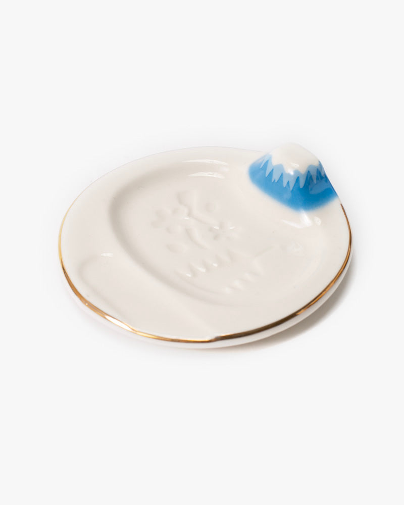 Soy Sauce Plate, Arutha, Mt. Fuji with Japanese Traditional Patterns