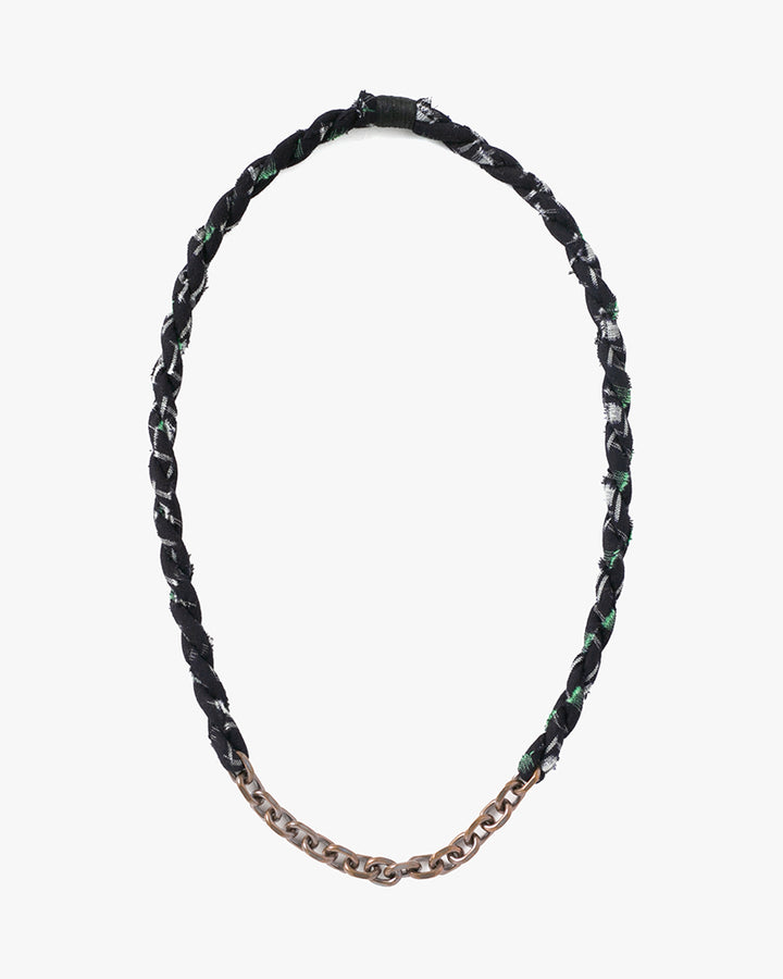 Boet x Kiriko Necklace, Dark Indigo with White and Green Kasuri