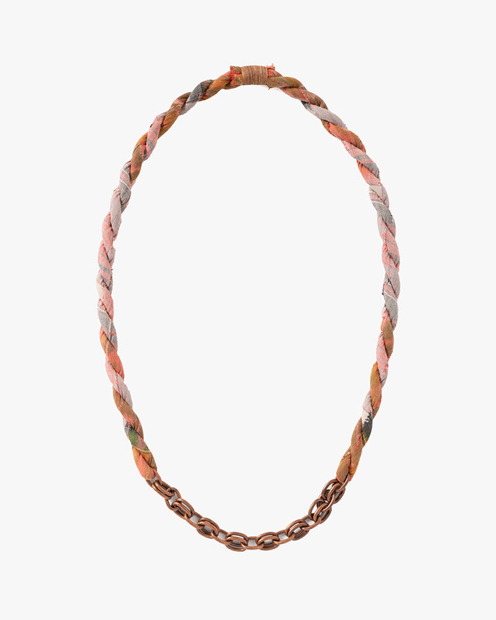 Boet x Kiriko Necklace, Gray and Orange Plaid