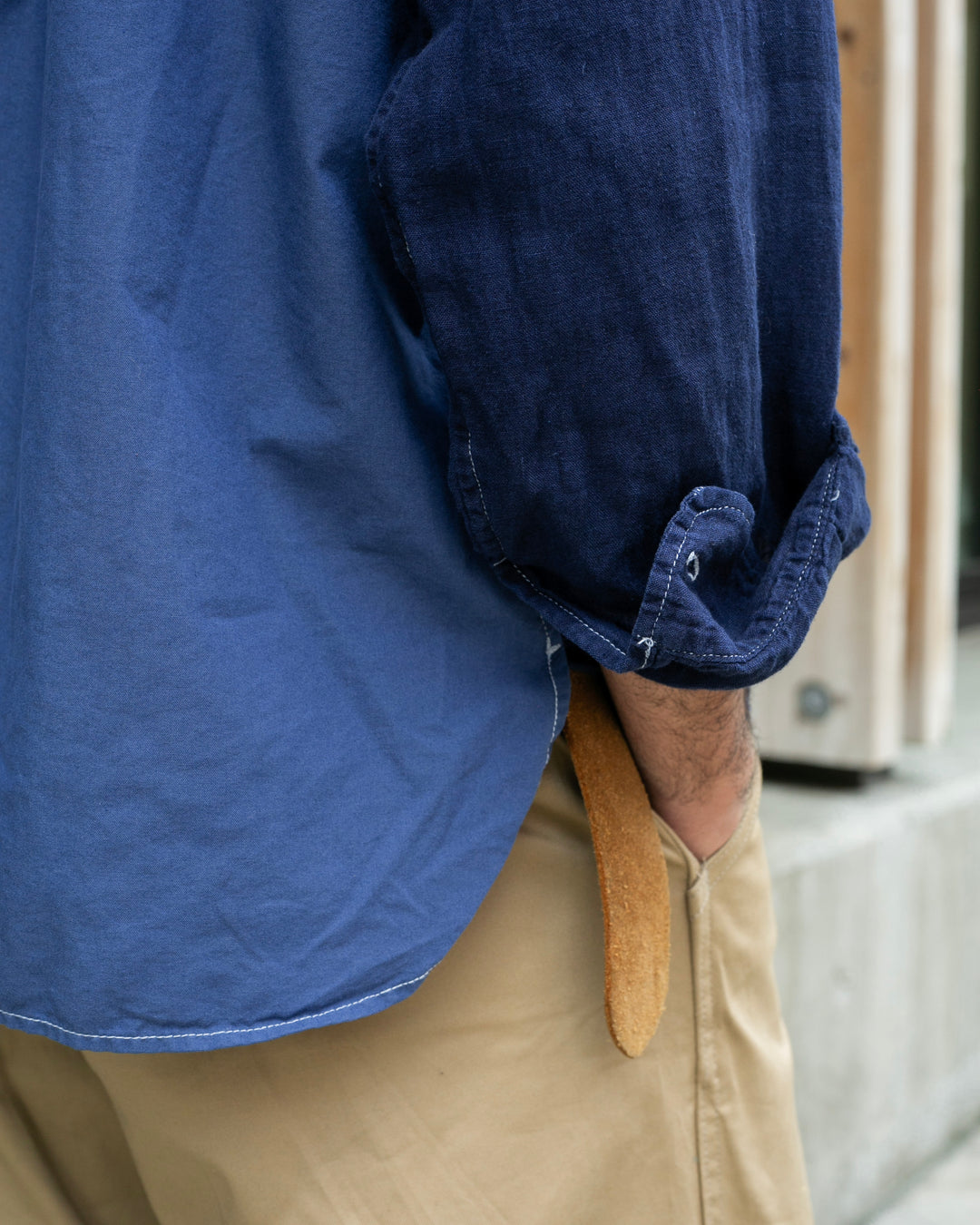 Kiriko Original Shirt, Long Sleeve Button-Up, Patched Mandarin Collar, Shippou, Custom Dyed