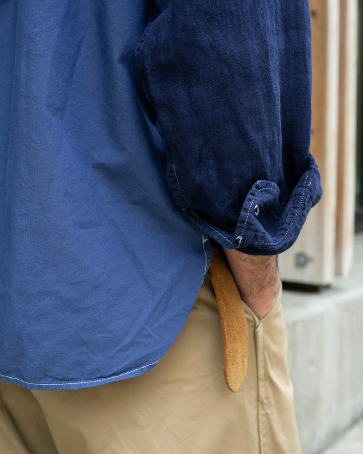 Kiriko Original Shirt, Long Sleeve Button-Up, Patched Mandarin Collar, Shippou, Custom Dyed