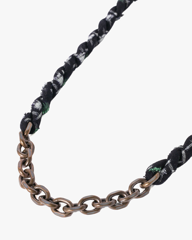 Boet x Kiriko Necklace, Dark Indigo with White and Green Kasuri