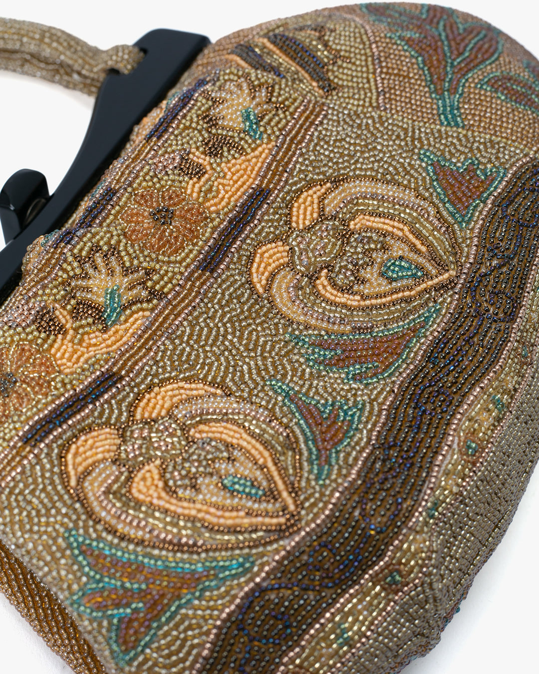 Vintage Bag, Purse, Beaded, Gold with Multi Designs and Clasp
