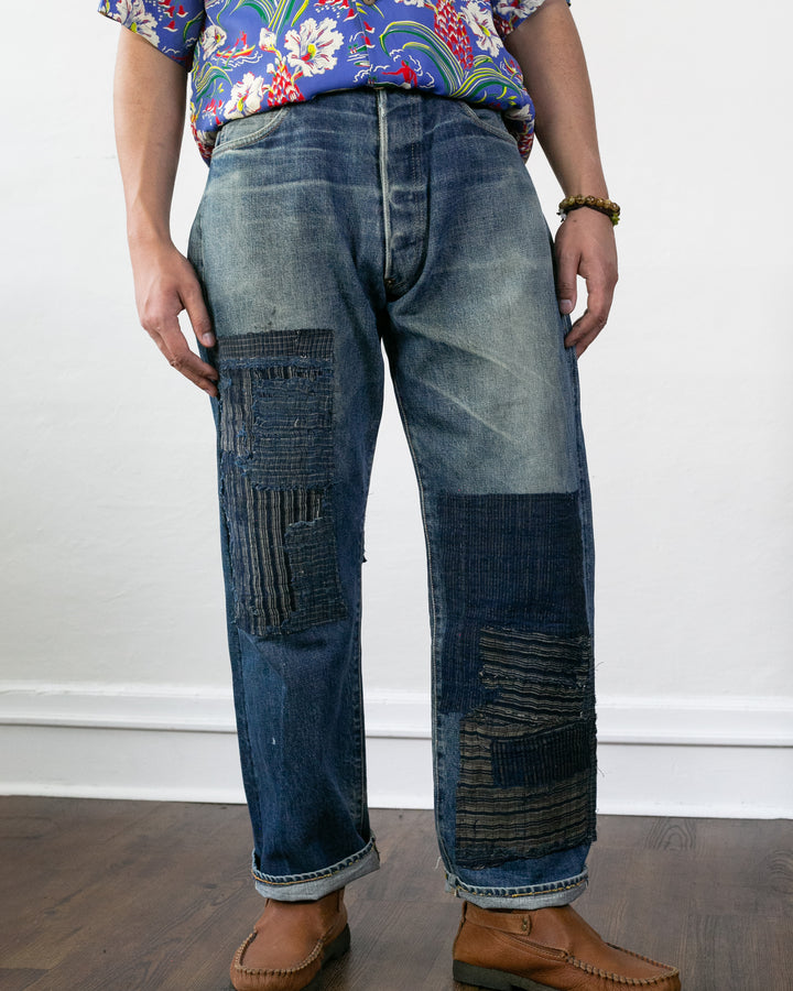 Kiriko Custom Denim Jeans, Patched Vintage Boro, Yamane Brand - 34" x 35"