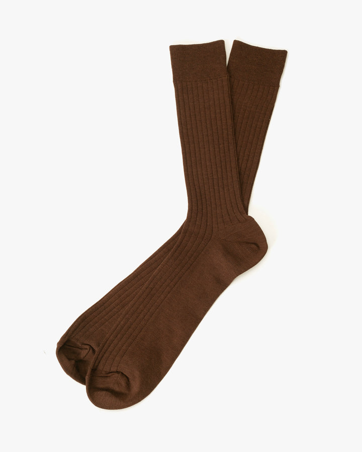 Knitwin, Crew Socks, Silk Cotton, Praha Brown
