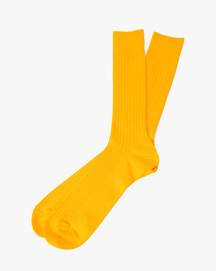 Knitwin, Crew Socks, Silk Cotton Ribbed, Praha Susuki Gold