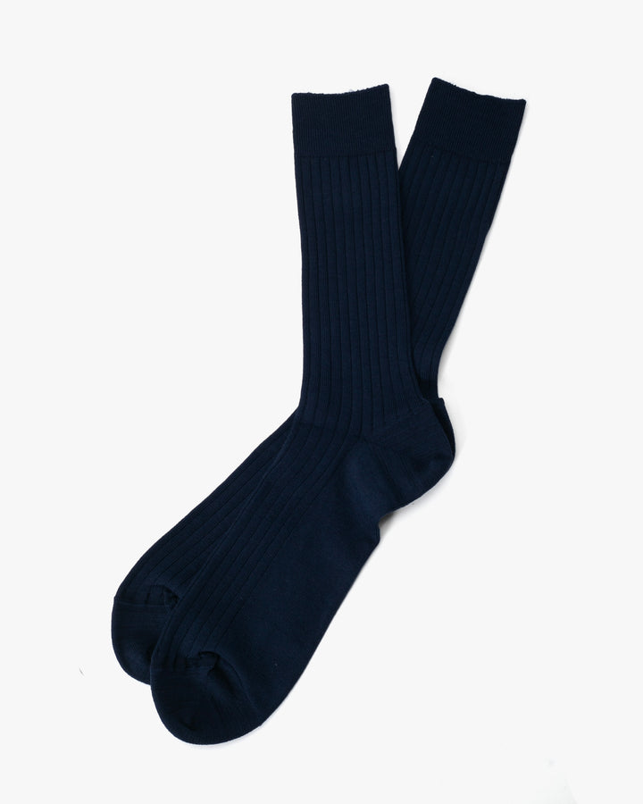 Knitwin, Crew Socks, Silk Cotton, Praha Navy