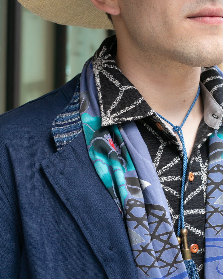 Kiriko Original Mandarin Collar Lightweight Jacket, Navy