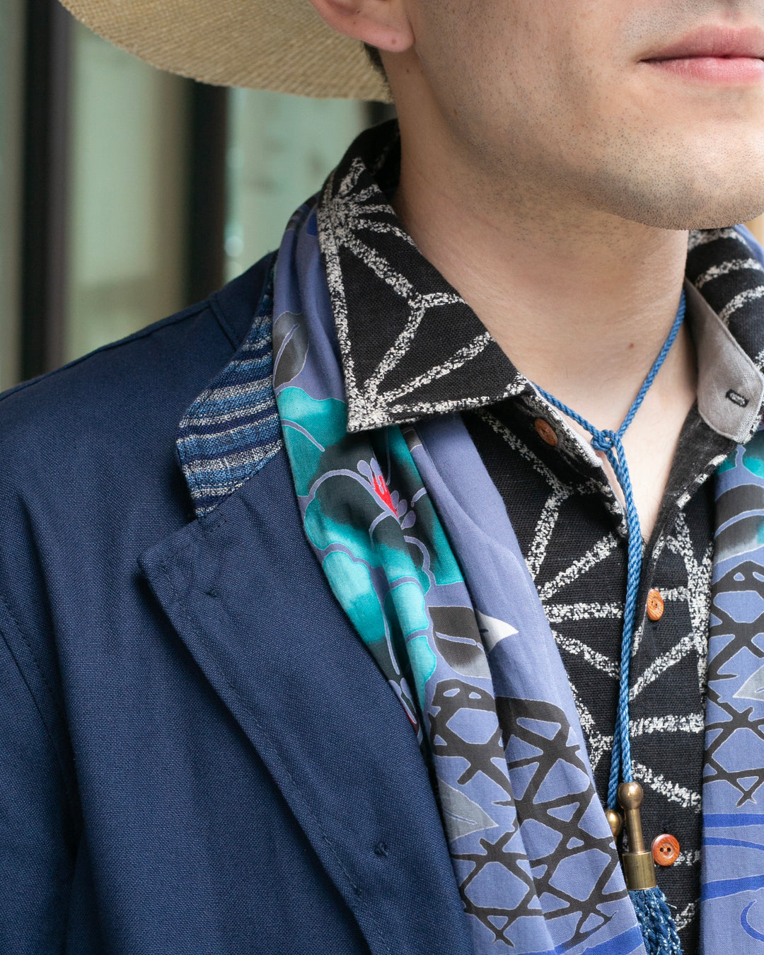 Kiriko Original Mandarin Collar Lightweight Jacket, Navy