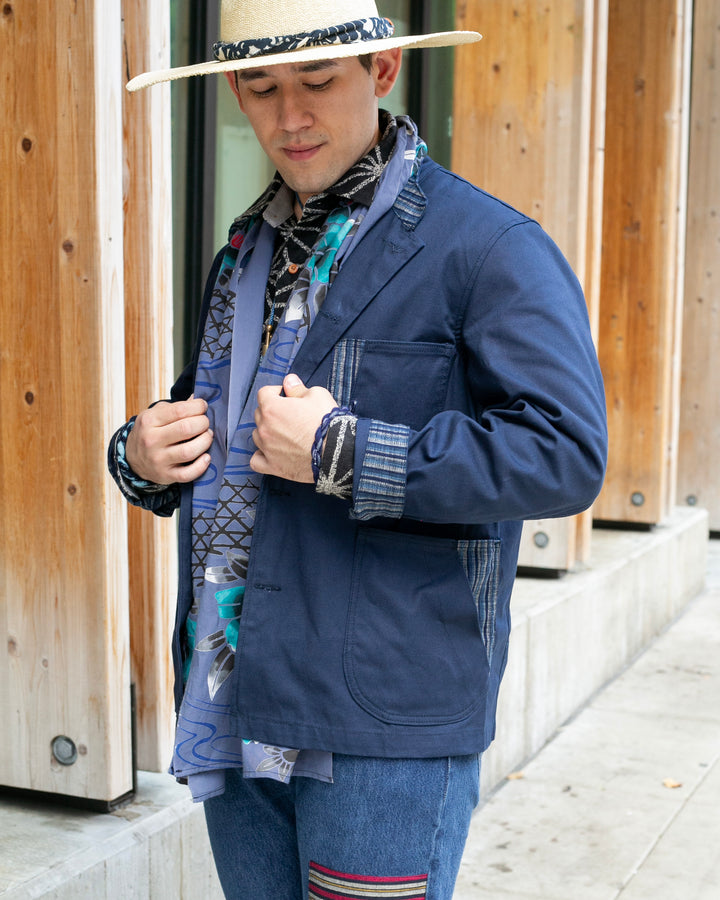 Kiriko Original Mandarin Collar Lightweight Jacket, Navy