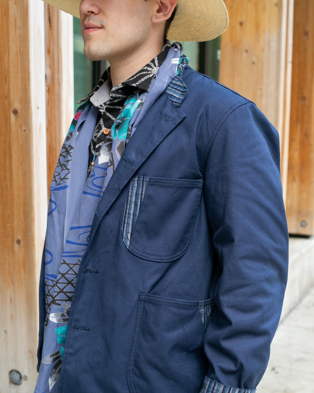 Kiriko Original Mandarin Collar Lightweight Jacket, Navy