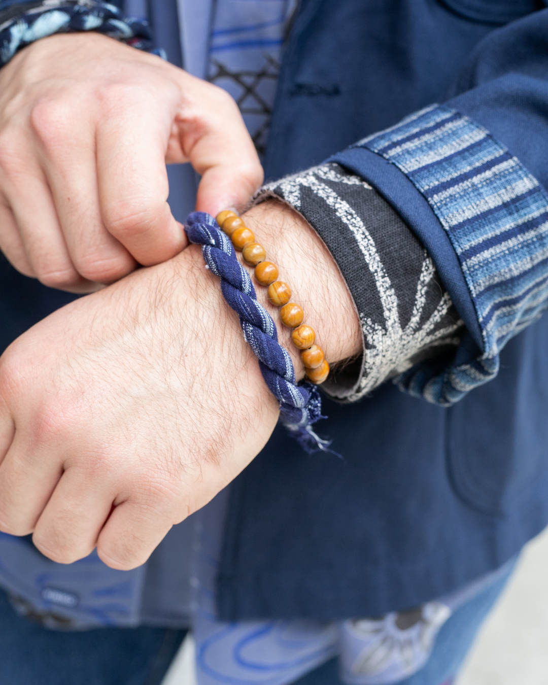 Boet x Kiriko Bracelet, Indigo with Light Blue Shima