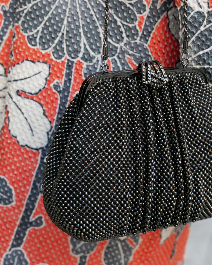 Vintage Bag, Purse, Beaded, Black